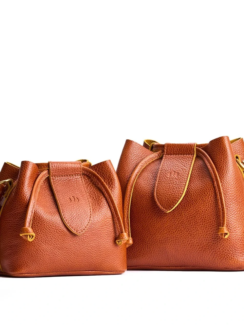 Portland Leather Goods Firefly Small Drawstring Bucket Bag Sienna Brown